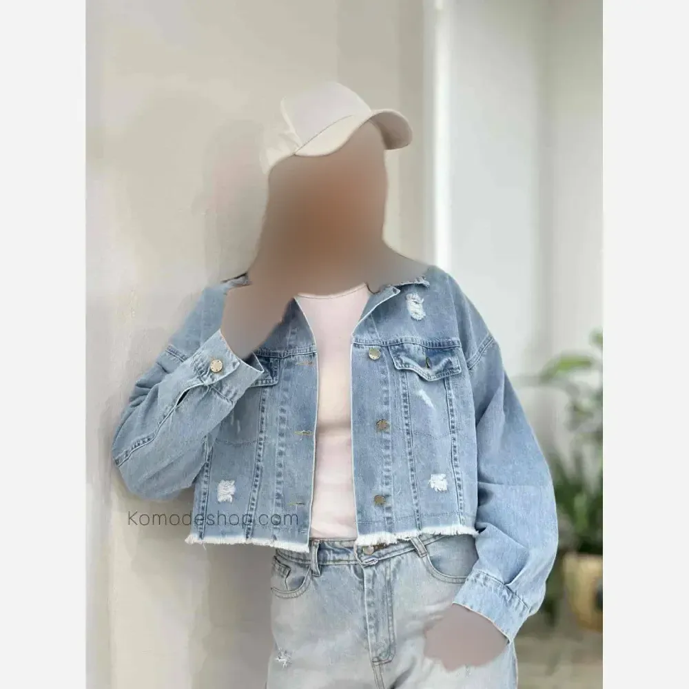 کت جین کوتاه ریشدار زنانه جین