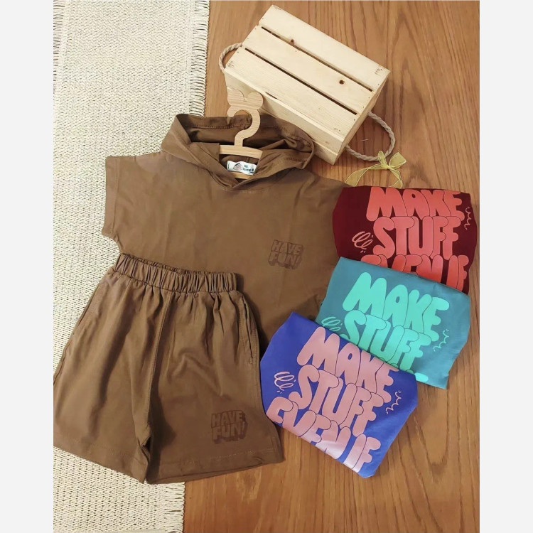 ست کلاهدار و شلوارک بچگانه نخ پنبه نرم و لطیف مناسب 2 تا 5 سال رنگبندی متنوع