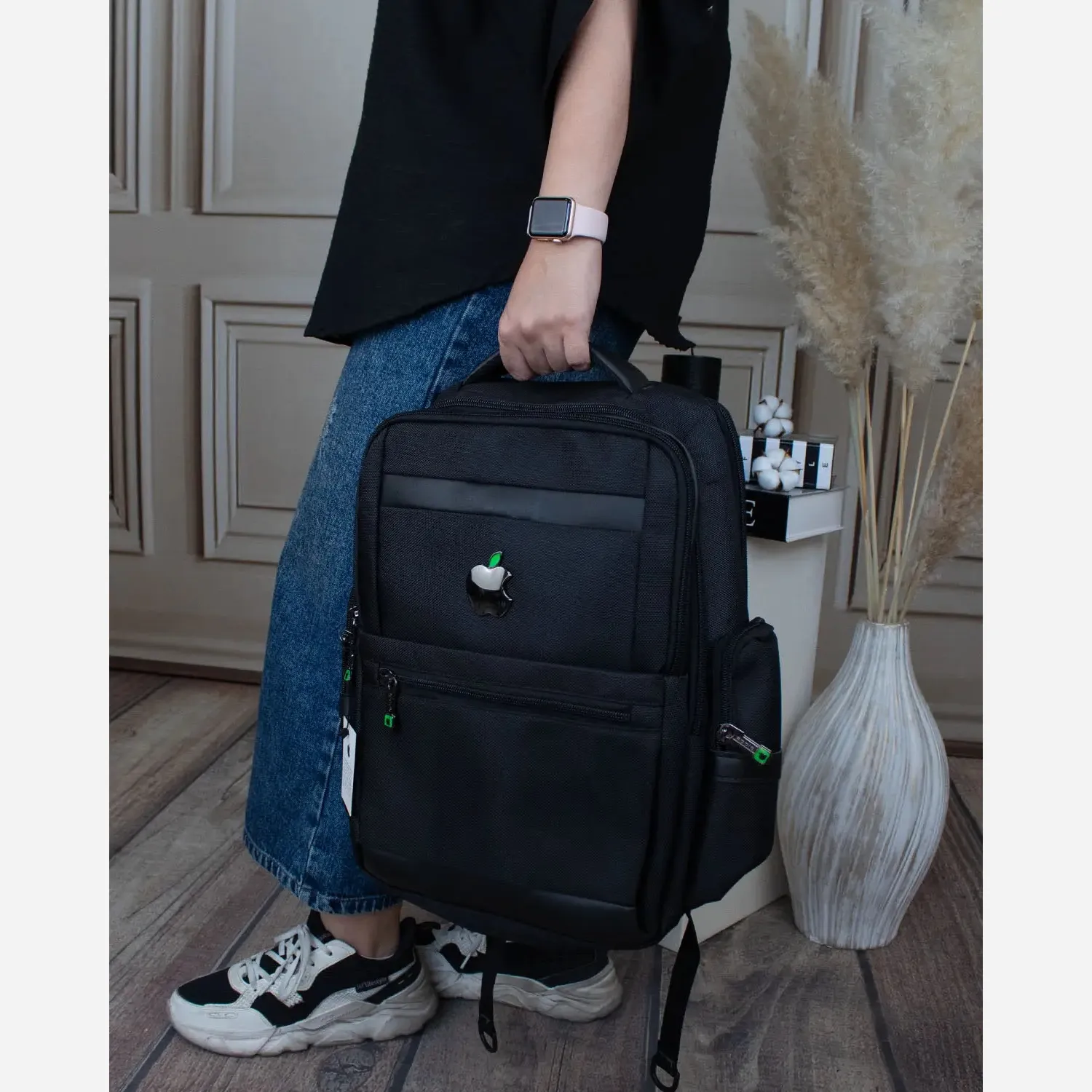 کوله پشتی پارچه ای مدرسه و دانشگاه ابعاد 40 در 30 سانتیمتر با جیب بیرونی