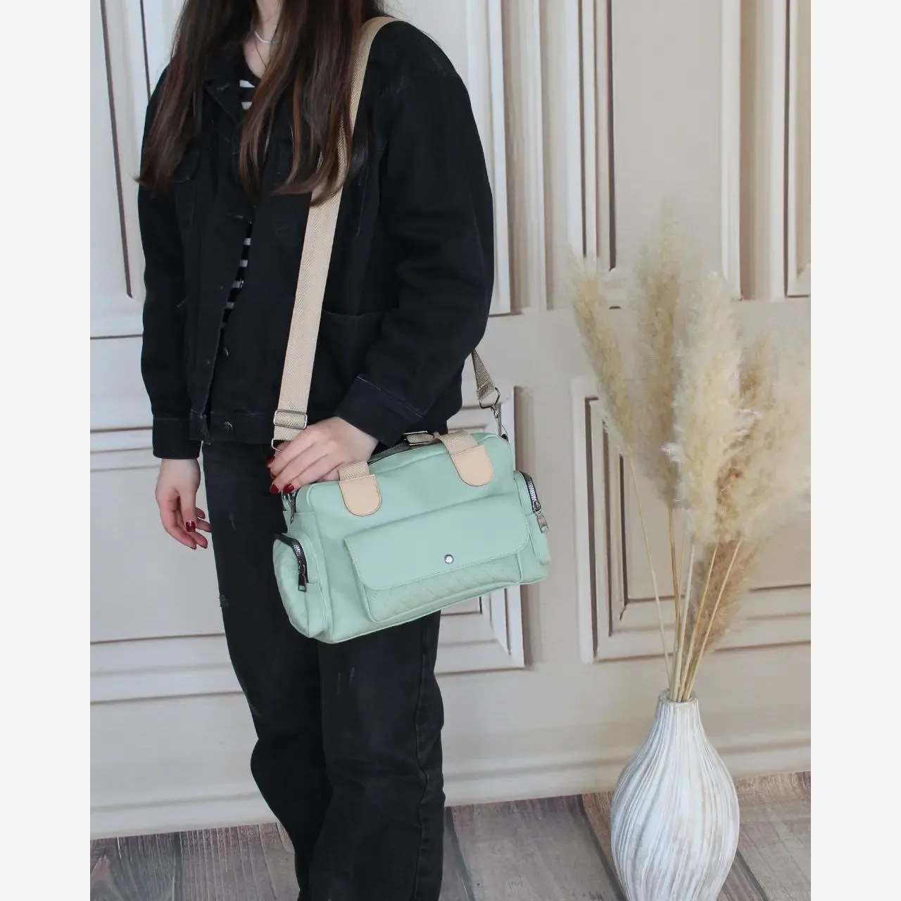 کیف زنانه چرم مصنوعی روزمره و رسمی بند بلند