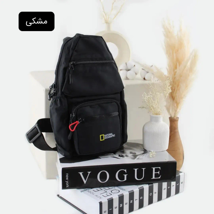 کیف مردانه اسپرت و روزمره پارچه ای طوسی ابعاد 30 در 16 سانتی متر