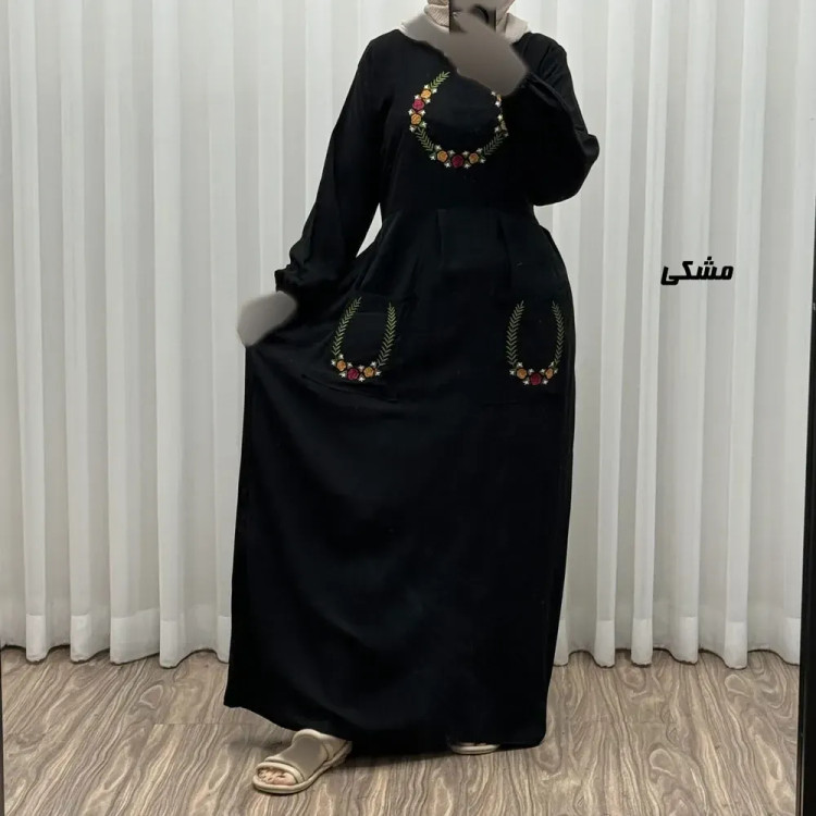 پیراهن نخی گلدوزی زنانه مدل خاطره فری سایز مناسب تا 48