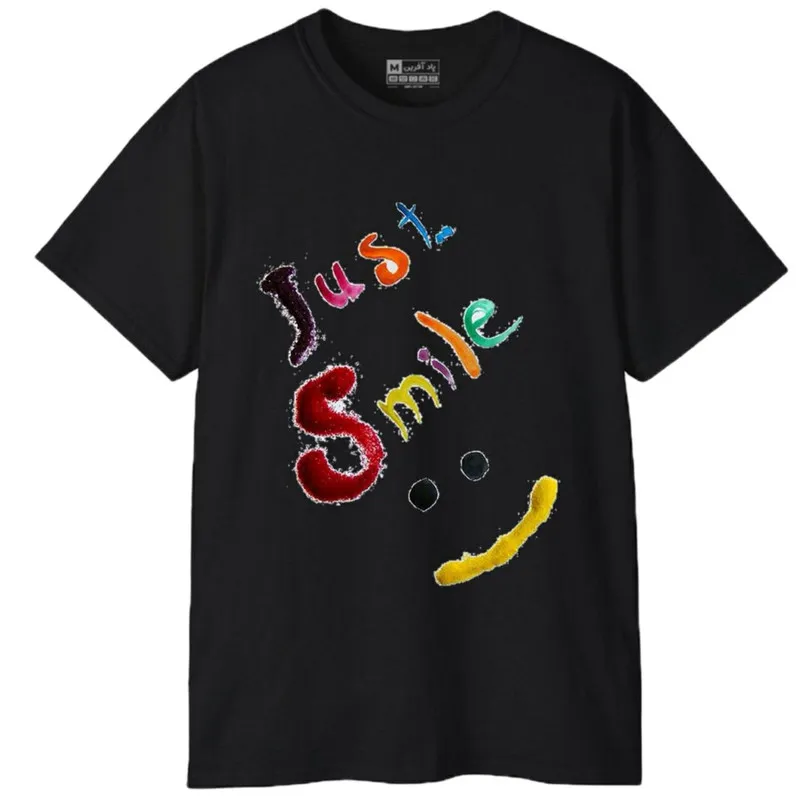 تی شرت آستین کوتاه مردانه مدل کلمه انگلیسی شکلک استیکر