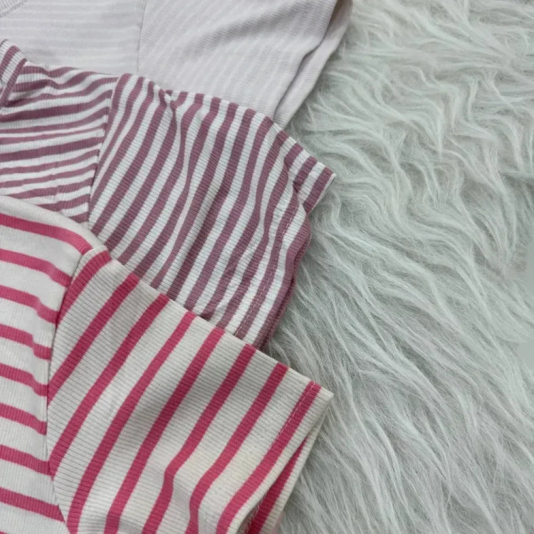کراپ راه راه کبریتی چهارفصل زنانه دخترانه تنخور شیک سایز S M L XL XXL