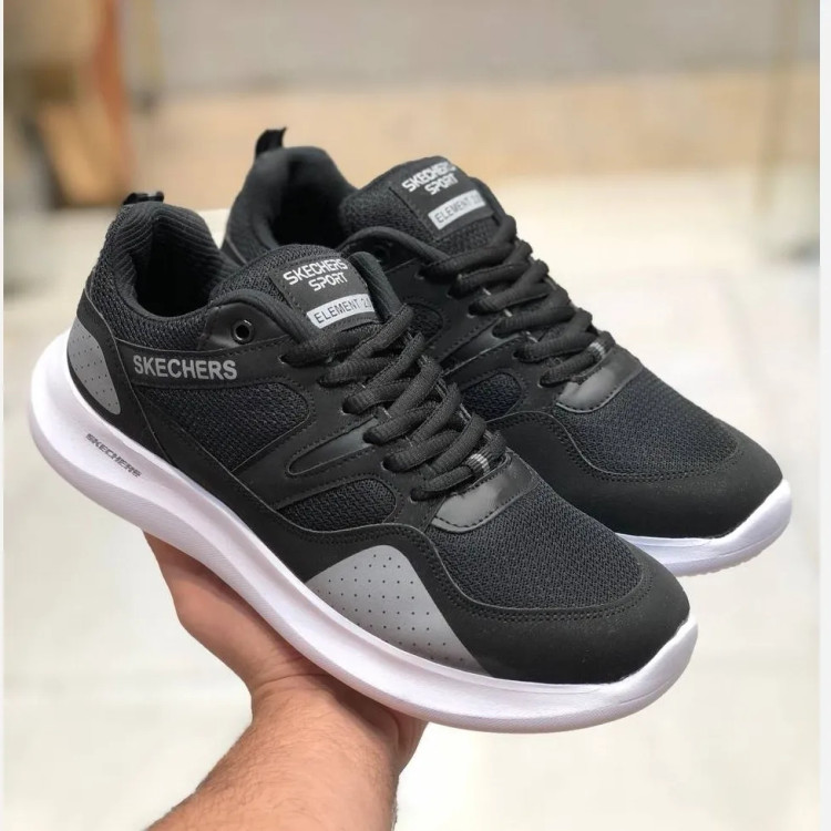 کفش اسکیچرز کوانتوم مردانه مشکی رویه پارچه تنفسی زیره اولترا نرم کفی طبی