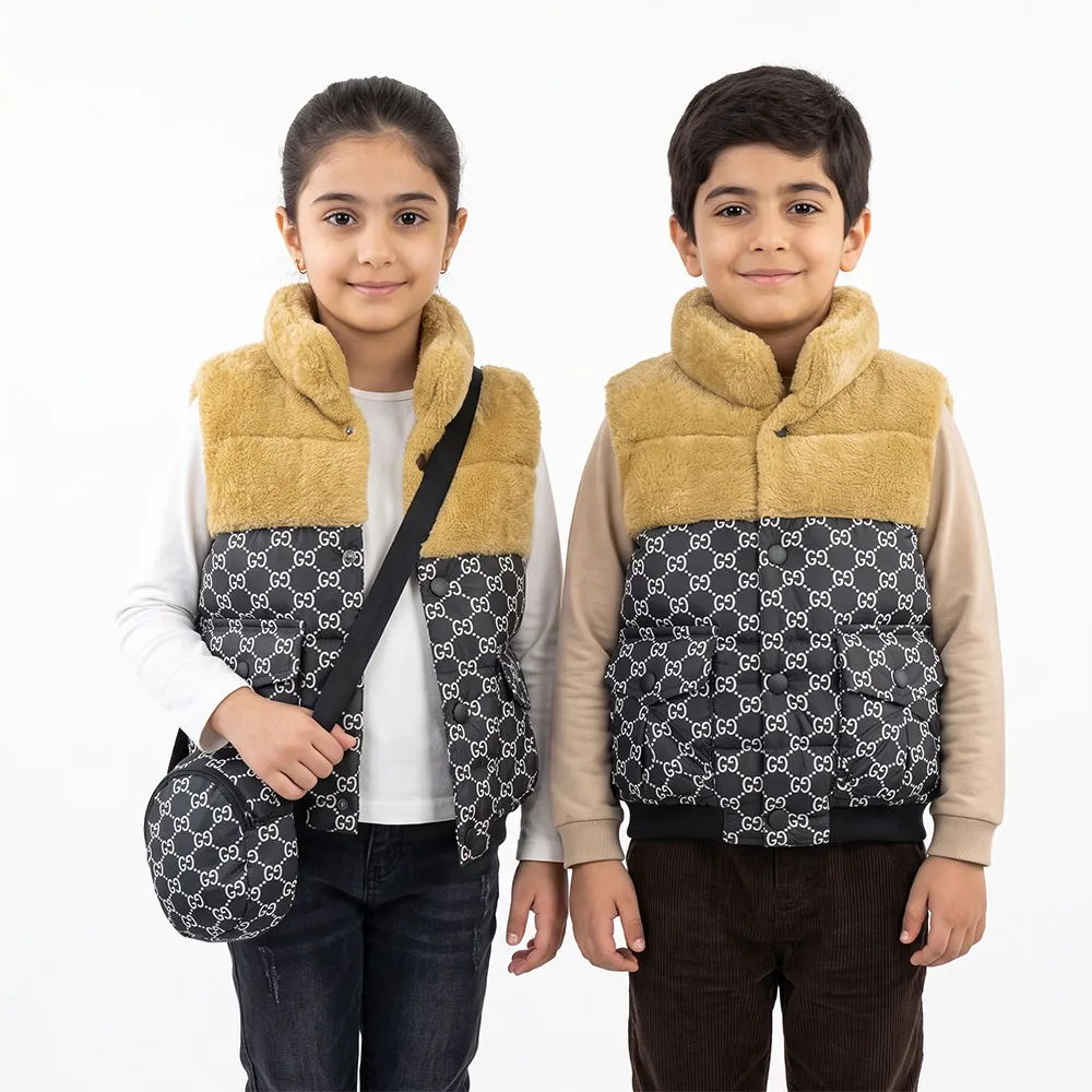 پافر بچه گانه بالا خز مشکی باکیف