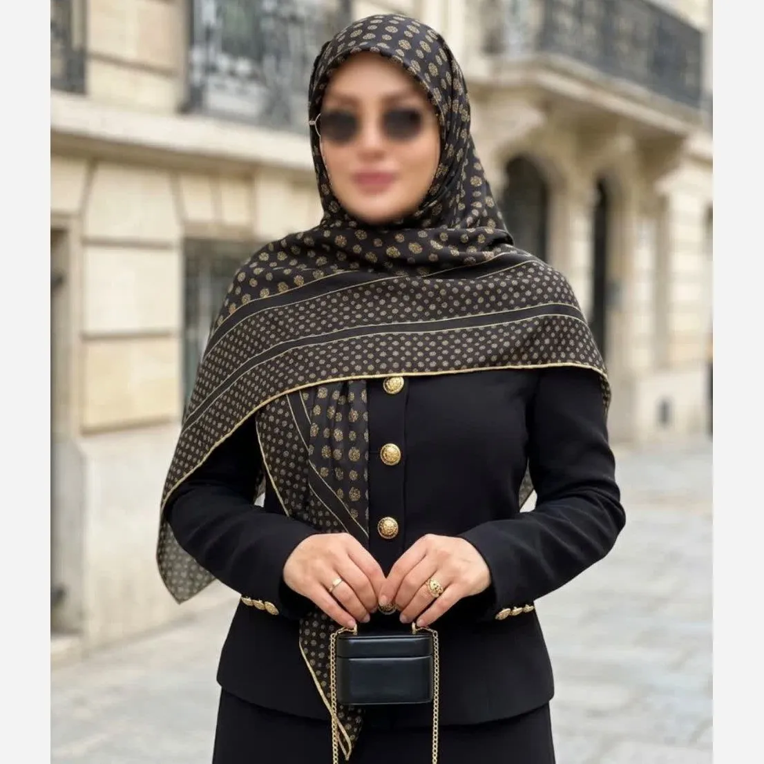 روسری نخ کاستوم طرح خال خال اکلیلی قواره بزرگ 140 سانتیمتر