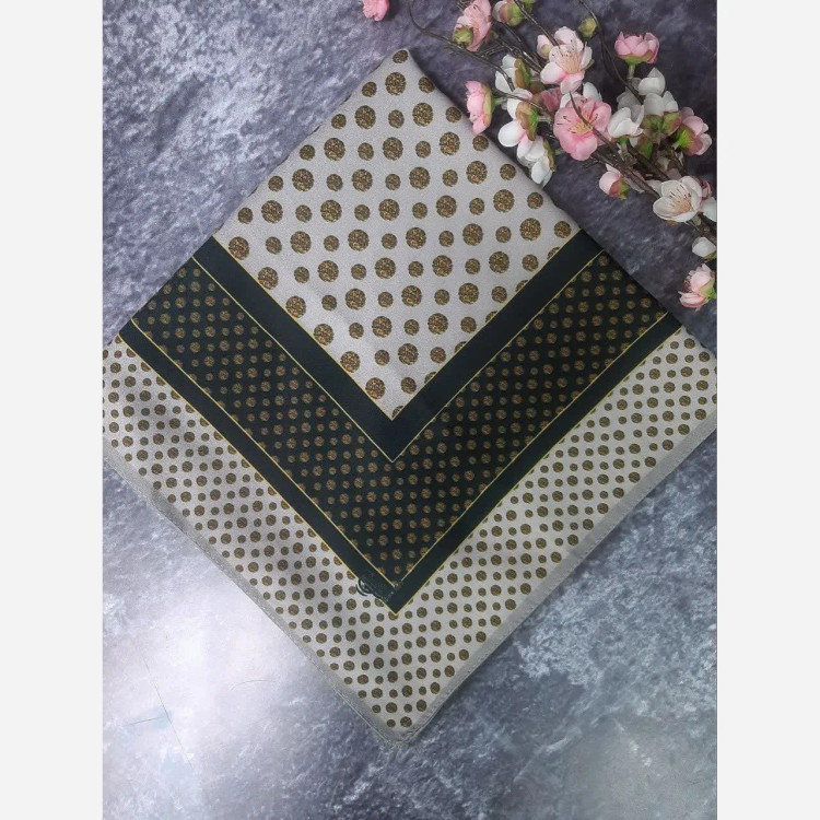 روسری نخ کاستوم طرح خال خال اکلیلی قواره بزرگ 140 سانتیمتر