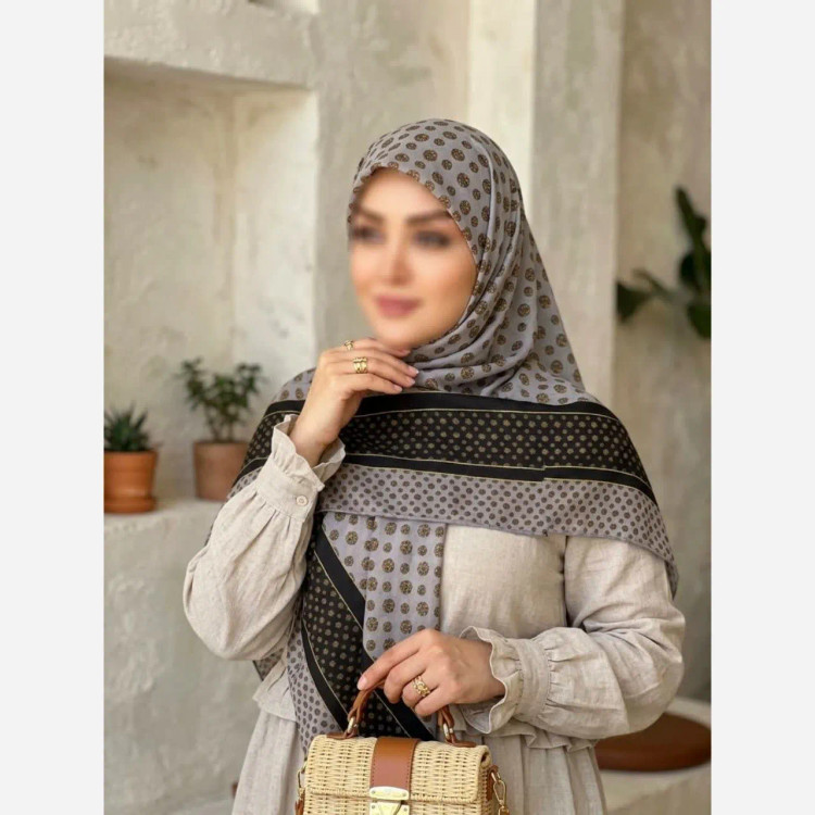 روسری نخ کاستوم طرح خال خال اکلیلی قواره بزرگ 140 سانتیمتر