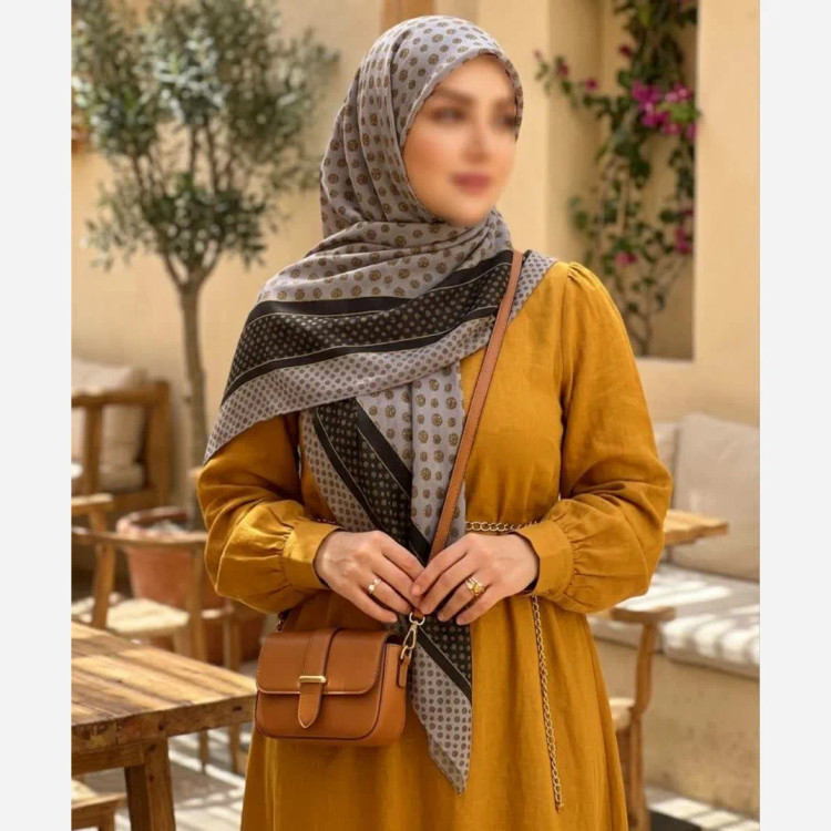 روسری نخ کاستوم طرح خال خال اکلیلی قواره بزرگ 140 سانتیمتر